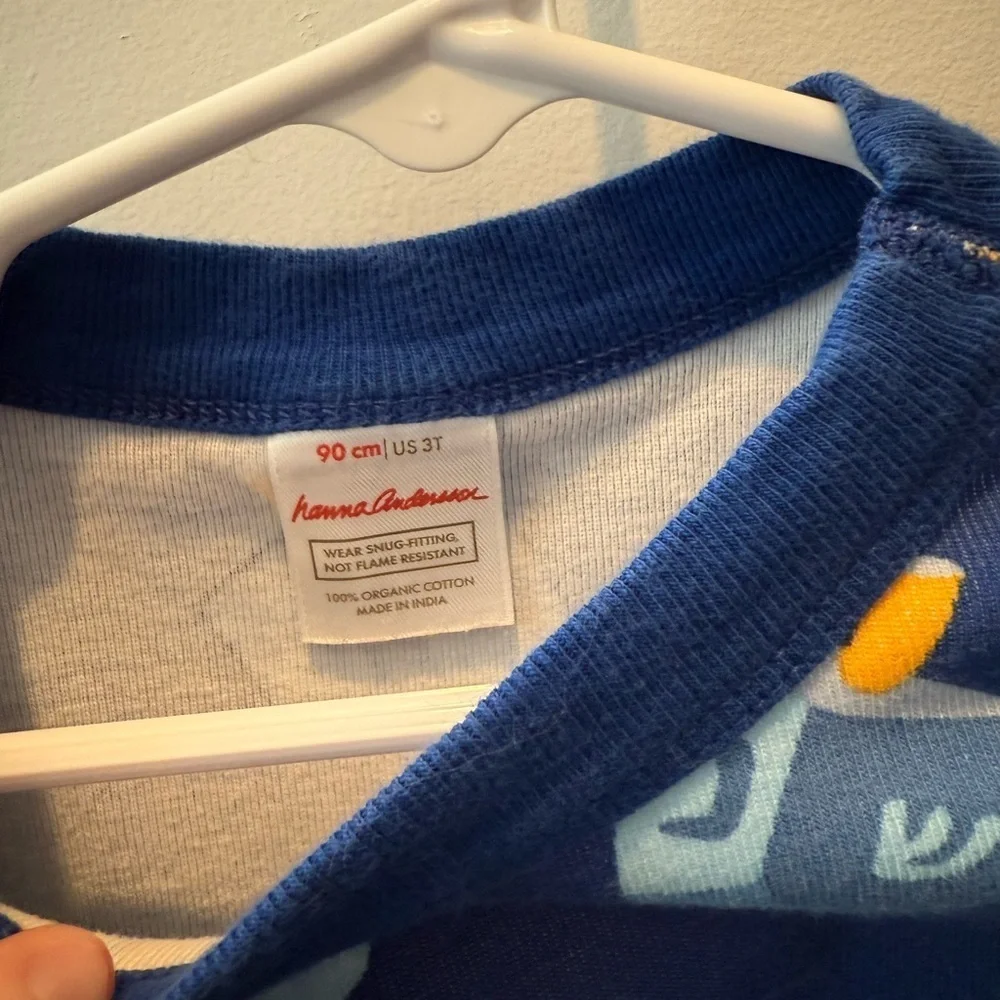 Hanna Andersson Blue Long John Cotton Pajamas Hanukkah Dreidel Print 3T/90